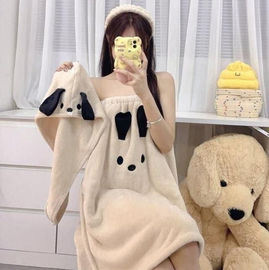 Pochacco Anime Kawaii Sanrio Coral Velvet Bath Towel Skirt