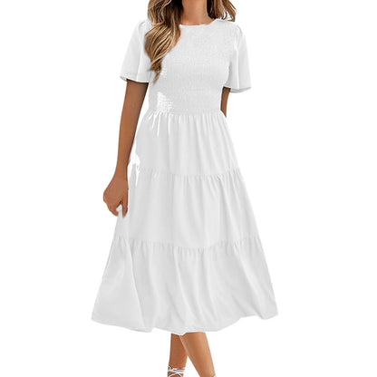 Casual Flutter Short Sleeve V Neck dress